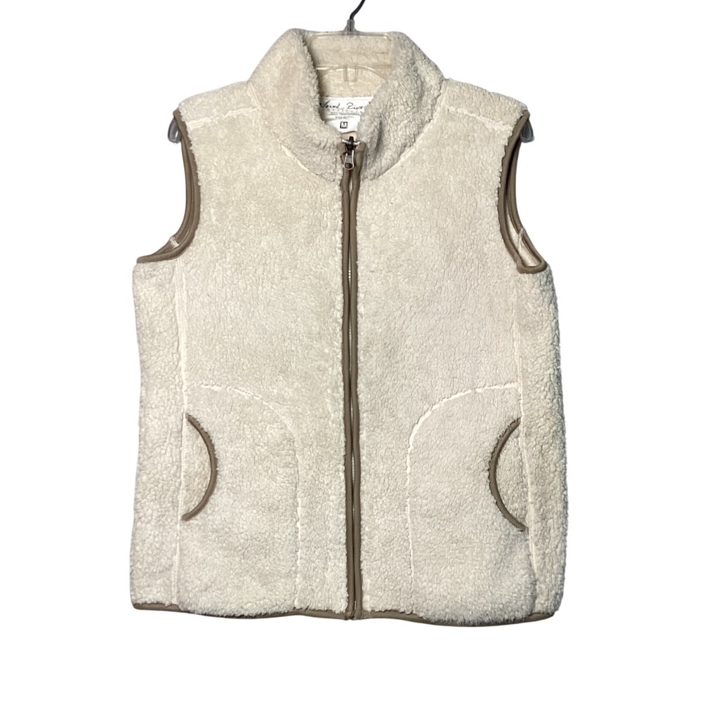 North River Sherpa Fleece Vest Womens Medium Birch Cream Full Zip Layering